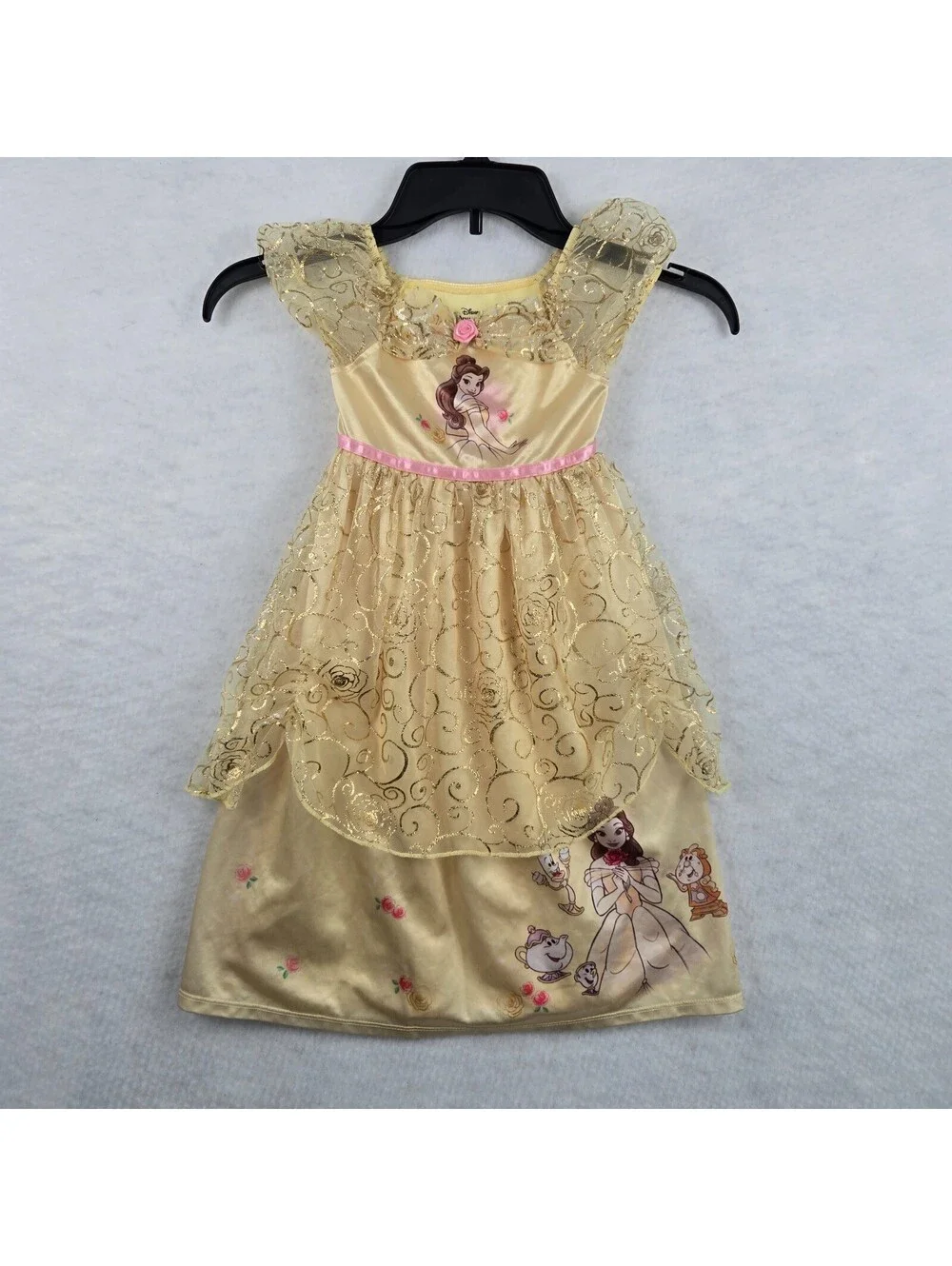 Disney Princess Dress size 3T Belle Beauty And The Beast Yellow Satin Nylon Lace